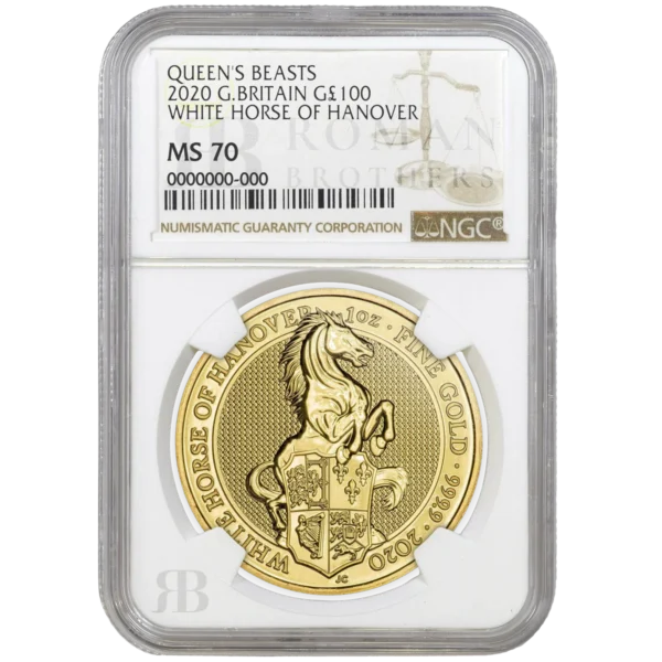 The Queen’s Beast Series 2020.  The White Horse of Hanover PCGS Graded from MS68+