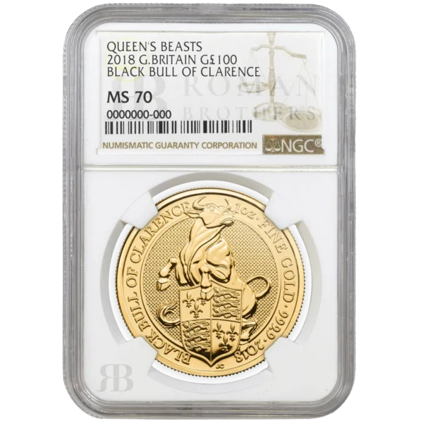 The Queen’s Beast Series 2018.  Black Bull Of Clarence MS68+
