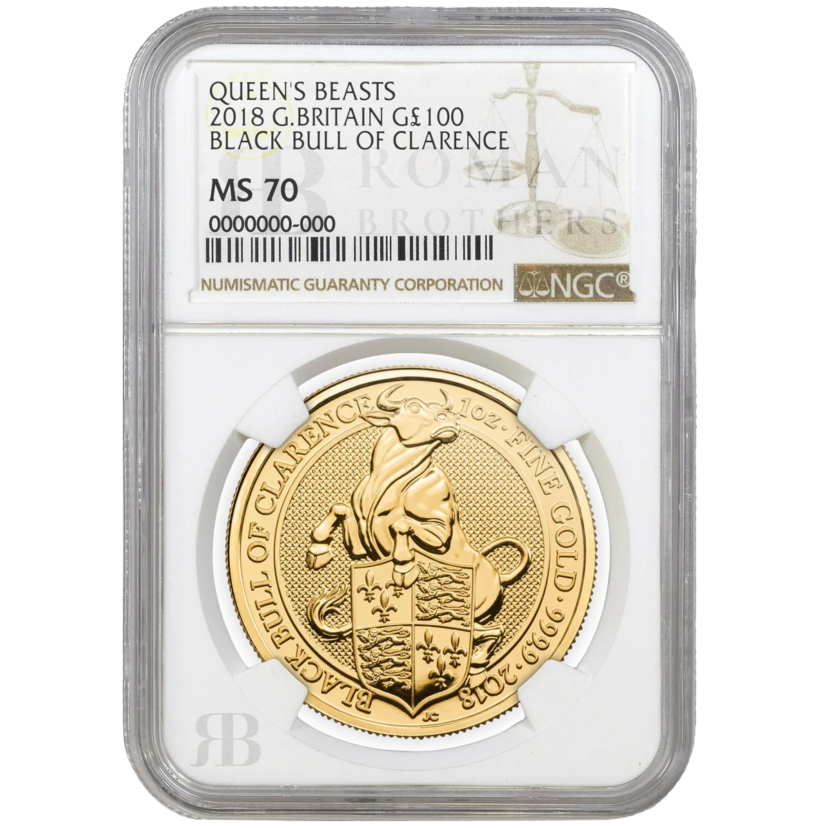The Queen’s Beast Series 2018.  Black Bull Of Clarence MS68+