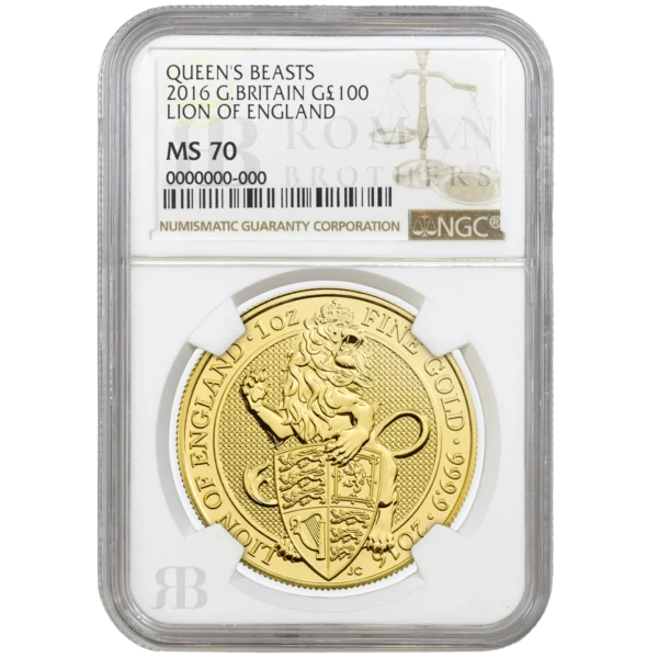 The Queen’s Beast Series 2016.  Lion Of England Graded MS68+