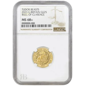 The Queen’s Beast Series 2023.  Black Bull Of Clarence 1/4oz MS68+
