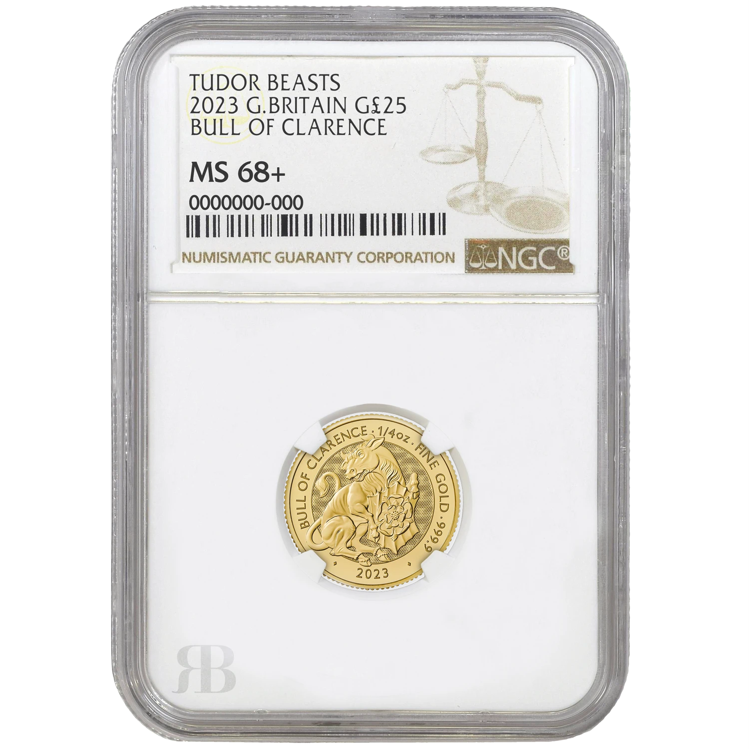 The Queen’s Beast Series 2023. Black Bull Of Clarence 1/4oz MS68+