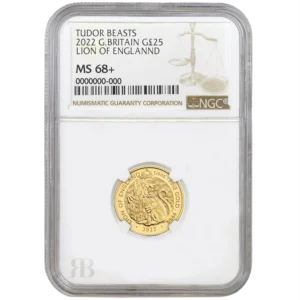 The Tudor Beasts Series 2022.  Lion of England 1/4oz MS68+