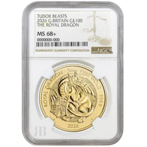 Tudor Beast 2026 The Royal Dragon 1oz Gold Coin Graded from MS68+